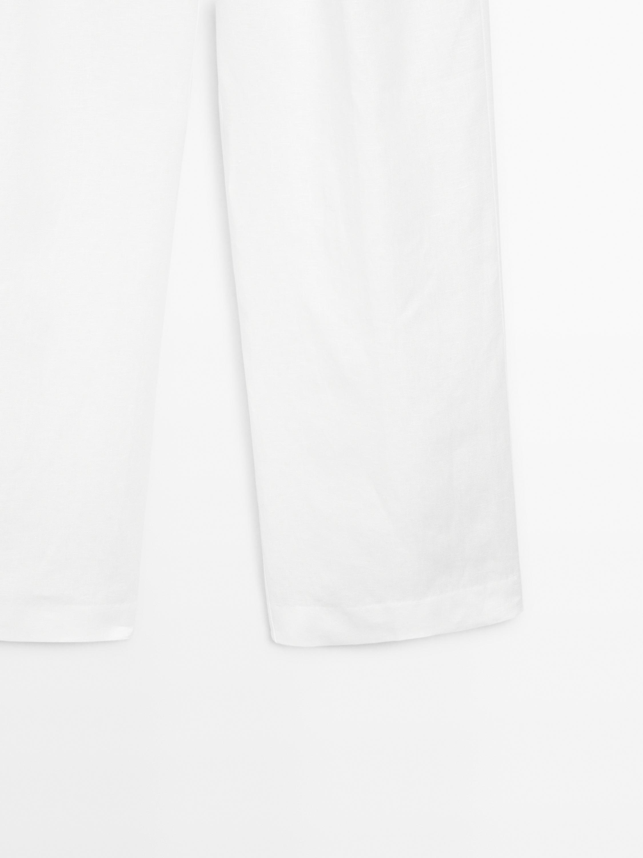 100% linen triple darted trousers